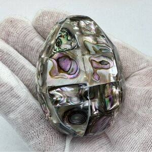 Vintage Mexico Abalone Shell Mosaic Egg Coastal Decor Office Decor Room